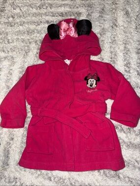 12-18m vintage Disney Minnie Mouse Fuchsia Hooded girls Robe
